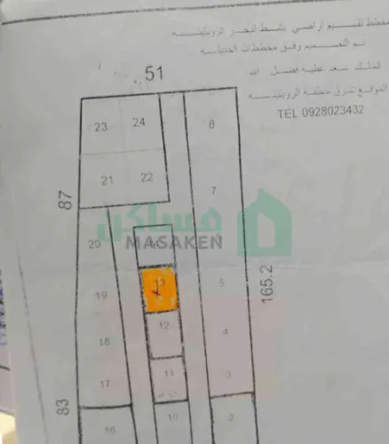 أرض للبيع في منطقة زويتينه قريبه من المحطه الغازيه
